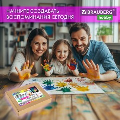 Набор отпечатки рук: холст 20х30 см, акрил 6 цветов, кисть + сертификат и подставка В ПОДАРОК! BRAUBERG HOBBY, 192529 - фото 14