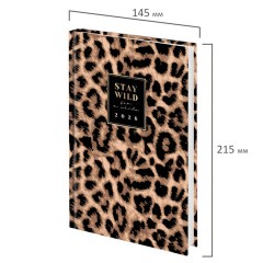 Ежедневник датированный 2026 145х215 мм, А5, STAFF, ламинированная обложка, "Leopard", 117328 - фото 2