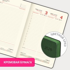 Ежедневник датированный 2026 А5 138x213 мм, BRAUBERG "Stylish", под кожу, гибкий, зеленый, 117102 - фото 16