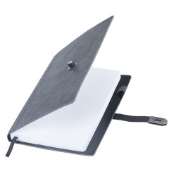 Ежедневник недатированный А5 152х220 мм BRAUBERG "Sirius", под кожу, застежка 160 л., серый, 116214 - фото 5