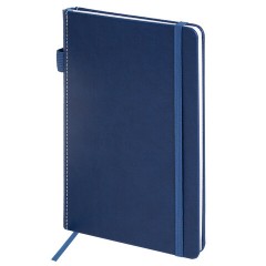 Блокнот А5 135x212 мм BRAUBERG "Edge", под кожу, резинка, держатель, 80 л., клетка, синий, 117149 - фото 2