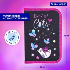 Пенал BRAUBERG с наполнением, 1 отделение, 1 откидная планка, 24 предмета, 21х14 см, "Cats first", 271525 - фото 14