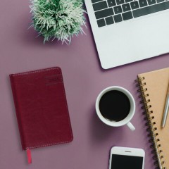 Ежедневник датированный 2026, МАЛЫЙ ФОРМАТ 100х150 мм, А6, BRAUBERG "Imperial", под кожу, бордо, 117254 - фото 5