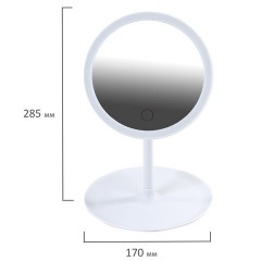 Зеркало настольное с LED-подсветкой для макияжа, диаметр 17 см, 3 режима свечения, аккумулятор 800 mAh, цвет белый, WBZ (ВБЗ), 609332 - фото 9