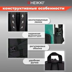 Рюкзак HEIKKI BLOCKS (ХЕЙКИ) универсальный, 2 отделения, черный/бирюзовый/бежевый, 44х32х17 см, 272562 Рюкзак HEIKKI BLOCKS (ХЕЙКИ) универсальный, 2 отделения, черный/бирюзовый/бежевый, 44х32х17 см, 272562 - фото 14