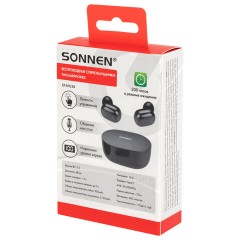 Наушники беспроводные TWS внутриканальные с микрофоном, SONNEN EP-BH25B, Bluetooth 5.3, черные, 514125 - фото 17