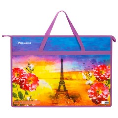 Папка для рисунков и чертежей с ручками BRAUBERG А3, пластик, молния сверху, "Paris", 270147 - фото 5