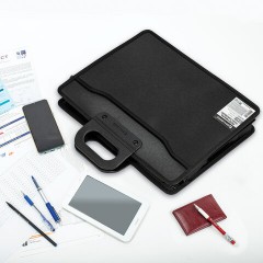 Папка-портфель пластиковая BRAUBERG А4+ (390х320х120 мм), 4 отделения, фактура под дерево, черная, 221391 - фото 7