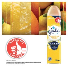 Освежитель воздуха аэрозольный 300 мл, GLADE "Сицилийский лимонад и мята", 864948 Освежитель воздуха аэрозольный 300 мл, GLADE "Сицилийский лимонад и мята", 864948 - фото 5