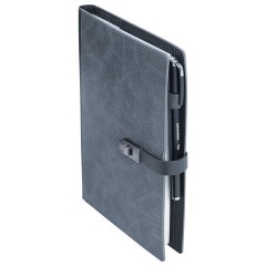 Ежедневник недатированный А5 152х220 мм BRAUBERG "Sirius", под кожу, застежка 160 л., серый, 116214 - фото 4