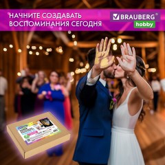 Набор отпечатки рук: холст 18х24 см, перламутр 3 цвета, кисть + сертификат и подставка В ПОДАРОК! BRAUBERG HOBBY, 192528 - фото 14
