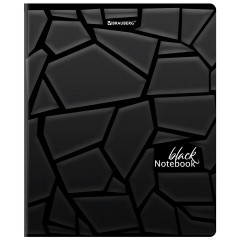 Тетрадь А5, 48 л., BRAUBERG, скоба, клетка, матовая ламинация, выборочный лак, "Black" (микс в спайке), 404375 - фото 7