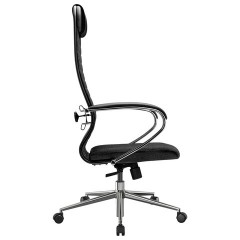 Кресло офисное МЕТТА "К-27" хром, ткань, сиденье и спинка мягкие, черное - фото 6