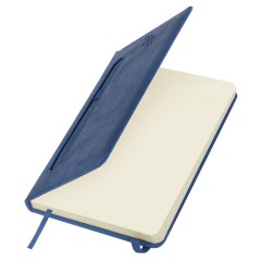 Ежедневник датированный 2026, А5, 138x213 мм, BRAUBERG "Optimal", под кожу, резинка, держатель для ручки, синий, 117464 - фото 4