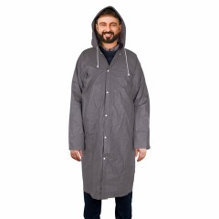 Дождевик плащ на кнопках, EVA, многоразовый прочный, чехол в комплекте, универсальный размер, серый, SHAMAANI (ШАМААНИ), 610936 - фото 3