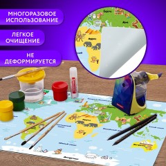 Настольное покрытие BRAUBERG KIDS, А3+, пластик, 46x33 см, "Кот-энтузиаст изучает Мир", 273619 - фото 8
