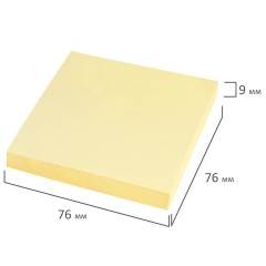 Блок самоклеящийся (стикеры) STAFF STANDARD, ПАСТЕЛЬНЫЙ 76х76 мм, желтый, 100 листов, 116573 - фото 3