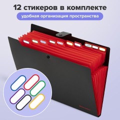 Папка-органайзер на кнопке 12 отделений, BRAUBERG "Extra", А4, черная с красным, 271934 Папка-органайзер на кнопке 12 отделений, BRAUBERG "Extra", А4, черная с красным, 271934 - фото 11