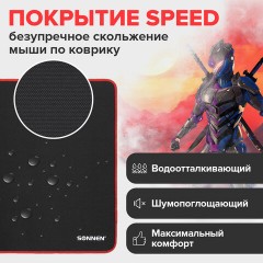 Коврик компьютерный для мыши и клавиатуры большой SONNEN "BLACK TITAN XL", 800x300x3 мм, черный, 513615 - фото 11