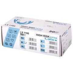 Перчатки латексные смотровые сверхпрочные SFM HIGH RISK LX 1160, Германия, 25 пар (50 шт.), M (средний) - фото 7