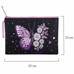 Папка для тетрадей BRAUBERG А4, 1 отделение, полиэстер, на молнии, с ручкой, "Flower butterfly", 271475 Папка для тетрадей BRAUBERG А4, 1 отделение, полиэстер, на молнии, с ручкой, "Flower butterfly", 271475 - фото 5