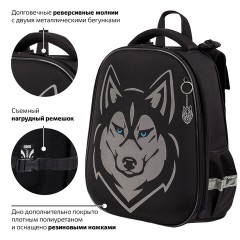 Ранец BRAUBERG SHINY, 2 отделения, с брелоком, "Husky", СВЕТЯЩИЙСЯ РИСУНОК, 38х28х14 см, 271383 - фото 15