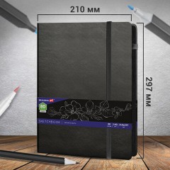 Скетчбук, черная бумага 140 г/м2, 210х297 мм, 80 л., КОЖЗАМ, резинка, карман, BRAUBERG ART CLASSIC, черный, 113206 Скетчбук, черная бумага 140 г/м2, 210х297 мм, 80 л., КОЖЗАМ, резинка, карман, BRAUBERG ART CLASSIC, черный, 113206 - фото 5