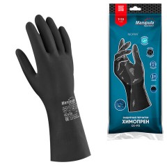 Перчатки неопреновые MANIPULA ХИМОПРЕН, хлопчатобумажное напыление, К80/Щ50, размер 8-8,5, M (средний), черные, CG-973 - фото 2
