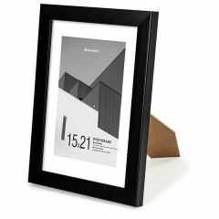 Рамка 15х21 см с паспарту 10х15 см небьющаяся, багет 20 мм, пластик, BRAUBERG "New Age", черная, 391273 - фото 5