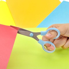 Ножницы BRAUBERG KIDS 130 мм, ручки небесно-голубые, закругленные лезвия с линейкой, 274060 - фото 9