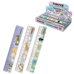 Линейка пластиковая 15 см, FUNSTER (ФАНСТЕР), "КОТЫ", ассорти, дисплей, 210918