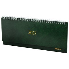 Планинг датированный 2027 300х130 мм, STAFF, гребень, обложка бумвинил, 64 листа, зеленый, 117857 - фото 3