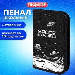 Пенал ПИФАГОР, 1 отделение, ламинированный картон, 19х11 см, "Space invader", 273469 - фото 8