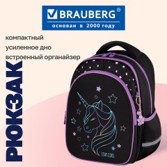 Рюкзак BRAUBERG OPTIMA, 2 отделения, с брелоком, "Сияющий единорог", 36х27х18 см, 273157 - фото 9