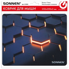 Коврик для мыши SONNEN "HOT CELLS" резина + ткань, 250х200х2 мм, 513955 - фото 6