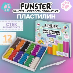 Пластилин классический, кросс-серия "КОШАЧЬИ ЛАПКИ", 12 цветов, 240 г, СТЕК, ВЫСШЕЕ КАЧЕСТВО, FUNSTER (ФАНСТЕР), 107521 - фото 3