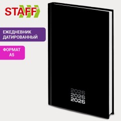 Ежедневник датированный 2026 145х215 мм, А5, STAFF, ламинированная обложка, "Black style", 117325 - фото 10