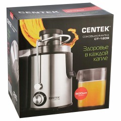 Соковыжималка CENTEK CT-1209, 600 Вт, стакан 0,5 л, емкость для жмыха 1,5 л, металл, сталь/черный - фото 5