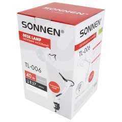 Настольная лампа-светильник SONNEN TL-006, струбцина, 40 Вт, Е27, белый, высота 50 см, 237649 - фото 8