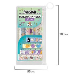 Линейки пластиковые 15 см FUNSTER (ФАНСТЕР), "КОТЫ", НАБОР 4 штуки, пенал, 210915 - фото 9