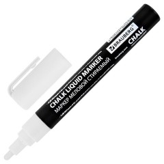 Маркер меловой CHALK LIQUID MARKER, БЕЛЫЙ, 3 мм, стираемый, BRAUBERG "CHALK", 152585 - фото 2