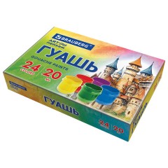 Гуашь BRAUBERG "ЗАМОК" 24 цвета по 20 мл, 192687 - фото 4