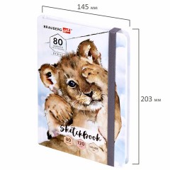 Скетчбук, белая бумага 120 г/м2, 145х203 мм, 80 л., резинка, твердый, BRAUBERG ART DEBUT "Львёнок", 114585 Скетчбук, белая бумага 120 г/м2, 145х203 мм, 80 л., резинка, твердый, BRAUBERG ART DEBUT "Львёнок", 114585 - фото 7