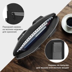 Сумка для документов STAFF DELEGATE на молнии, два кармана, полиэстер, черная/серая, 30х34х2 см, 272619 - фото 9