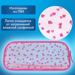Пенал-косметичка BRAUBERG LUCENT на молнии, прозрачный, "Hearts", 21х5х9 см, 272345 Пенал-косметичка BRAUBERG LUCENT на молнии, прозрачный, "Hearts", 21х5х9 см, 272345 - фото 9