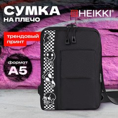 Сумка на плечо HEIKKI TORRENT (ХЕЙКИ) с карманом, "Chess emoji", черная, 25х18х3 см, 272638 - фото 9
