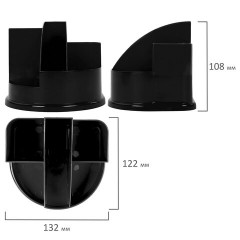 Подставка-органайзер BRAUBERG STYLE, 5 отделений, 132х122х108 мм, черная, 238096 Подставка-органайзер BRAUBERG STYLE, 5 отделений, 132х122х108 мм, черная, 238096 - фото 3