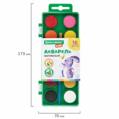 Краски акварельные BRAUBERG KIDS, 12 ярких цветов, круглые кюветы, пластиковый пенал, 191806 - фото 5