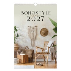 Календарь на гребне с ригелем 2027 г., 12 листов, 30х45 см, BRAUBERG, "Бохо", 118376
