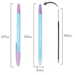 Ручки шариковые BRAUBERG "X-333 PASTEL MIX", НАБОР 8 ШТУК, СИНИЕ, узел 0,7 мм, линия письма 0,35 мм, 144535 - фото 12